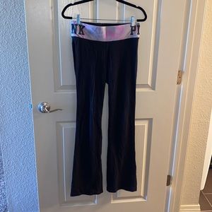 Pink yoga pants. Foldover Flare Legging